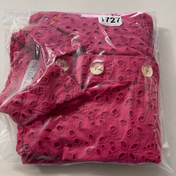 Just Bellina Pink Eyelet Embroidered Cropped Jacket Women’s Medium NWOT - Picture 11 of 11
